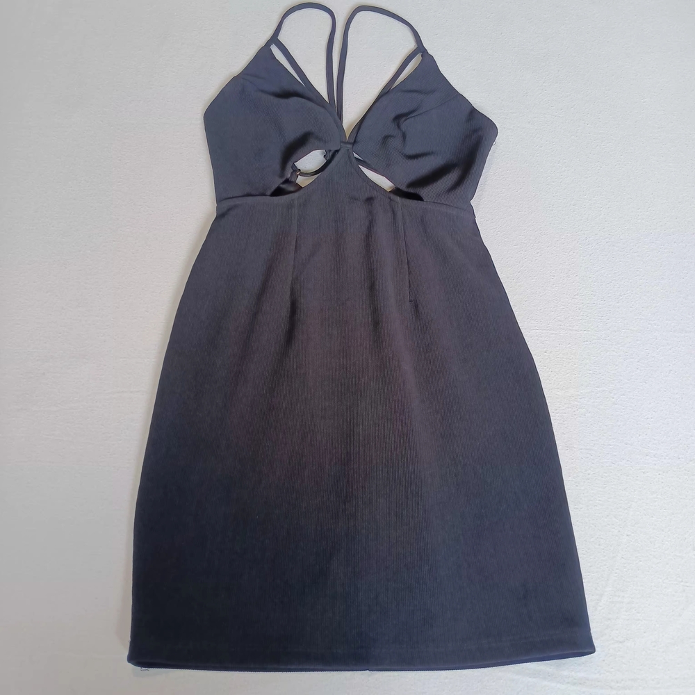 Rumor Boutique Black Cutout Halter Mini Dress Sz S Backless Strappy Cocktail